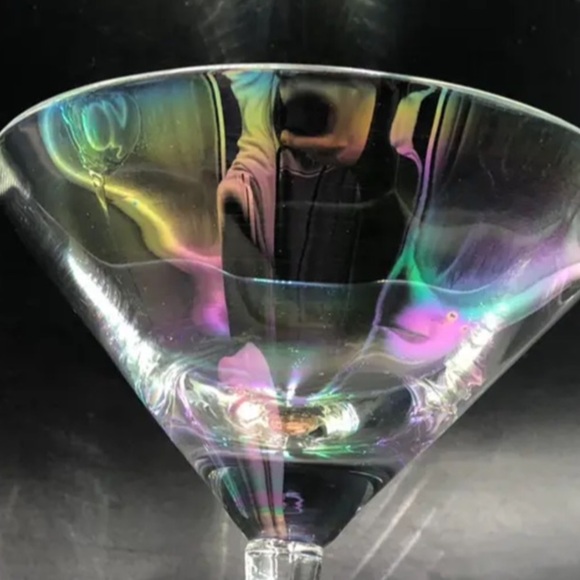 Opal Iridescent Crystal Martini Glasses & Decanter 3-Piece Set  Glassware - Picture 15 of 15